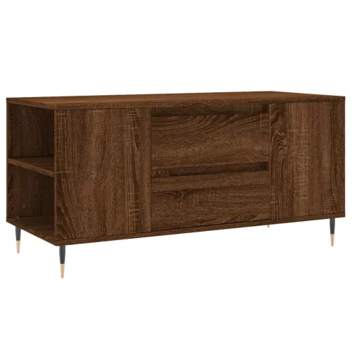 Barna tölgyszínű szerelt fa dohányzóasztal 102 x 44,5 x 50 cm