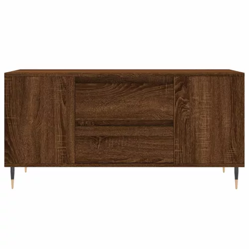 Barna tölgyszínű szerelt fa dohányzóasztal 102 x 44,5 x 50 cm