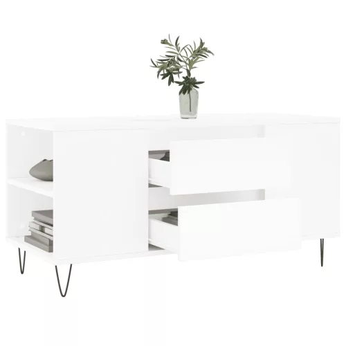 Fehér szerelt fa dohányzóasztal 102x44,5x50 cm