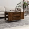 Barna tölgyszínű szerelt fa dohányzóasztal 102 x 44,5 x 50 cm