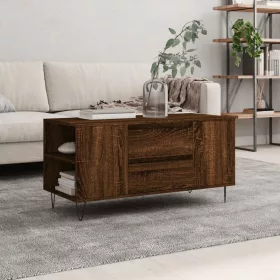   Barna tölgyszínű szerelt fa dohányzóasztal 102 x 44,5 x 50 cm