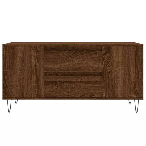 Barna tölgyszínű szerelt fa dohányzóasztal 102 x 44,5 x 50 cm