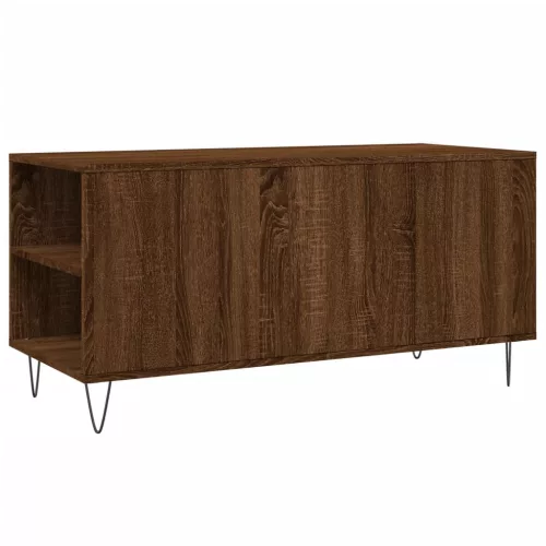 Barna tölgyszínű szerelt fa dohányzóasztal 102 x 44,5 x 50 cm