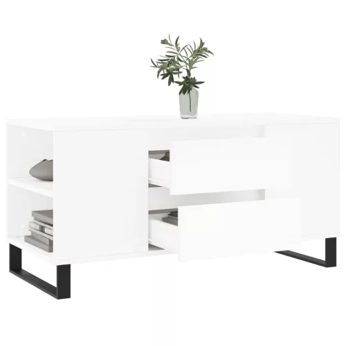 Fehér szerelt fa dohányzóasztal 102x44,5x50 cm
