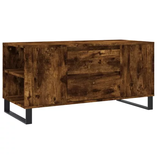 Füstös tölgy színű szerelt fa dohányzóasztal 102x44,5x50 cm