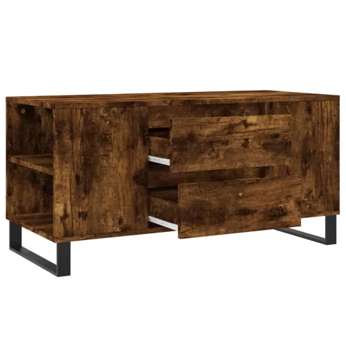 Füstös tölgy színű szerelt fa dohányzóasztal 102x44,5x50 cm