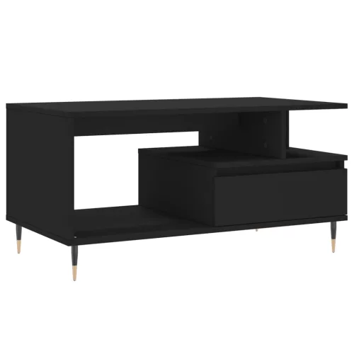 Fekete szerelt fa dohányzóasztal 90 x 49 x 45 cm