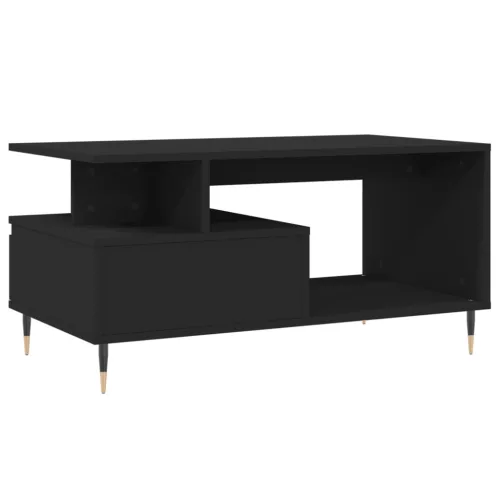 Fekete szerelt fa dohányzóasztal 90 x 49 x 45 cm