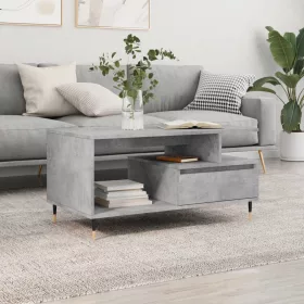 Betonszürke szerelt fa dohányzóasztal 90x49x45 cm