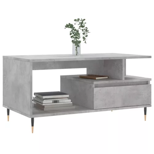 Betonszürke szerelt fa dohányzóasztal 90x49x45 cm
