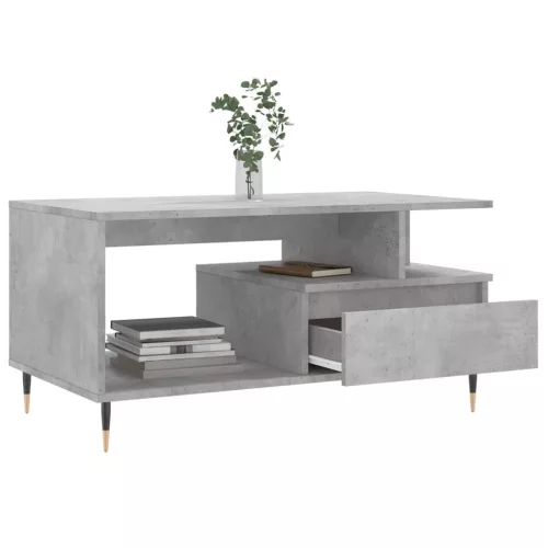 Betonszürke szerelt fa dohányzóasztal 90x49x45 cm