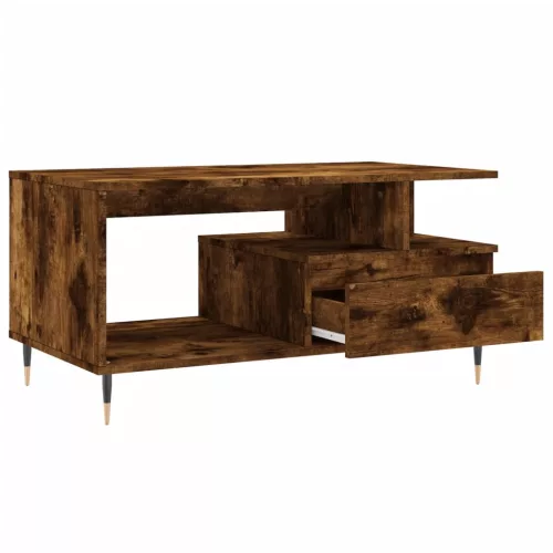 Füstös tölgy színű szerelt fa dohányzóasztal 90x49x45 cm