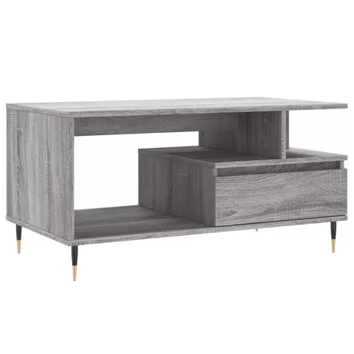 Szürke sonoma szerelt fa dohányzóasztal 90x49x45 cm