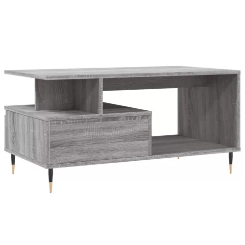 Szürke sonoma szerelt fa dohányzóasztal 90x49x45 cm