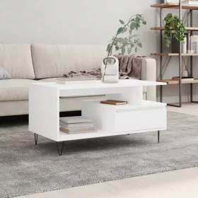 Fehér szerelt fa dohányzóasztal 90x49x45 cm