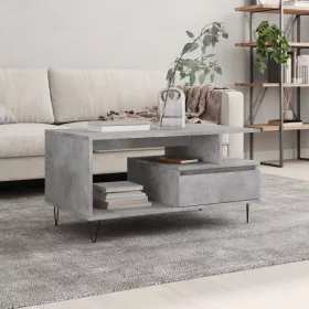 Betonszürke szerelt fa dohányzóasztal 90x49x45 cm
