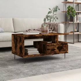   Füstös tölgy színű szerelt fa dohányzóasztal 90x49x45 cm