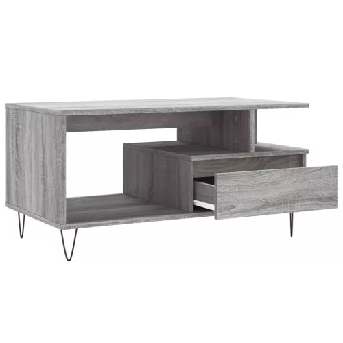 Szürke sonoma szerelt fa dohányzóasztal 90x49x45 cm