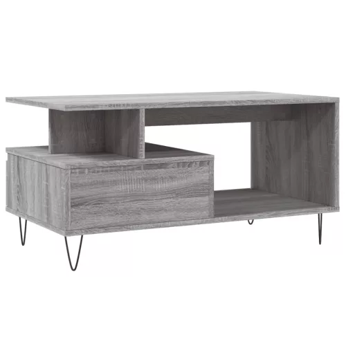 Szürke sonoma szerelt fa dohányzóasztal 90x49x45 cm