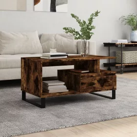   Füstös tölgy színű szerelt fa dohányzóasztal 90x49x45 cm
