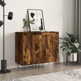   2 db sonoma tölgy színű szerelt fa tálalószekrény 40x35x70 cm