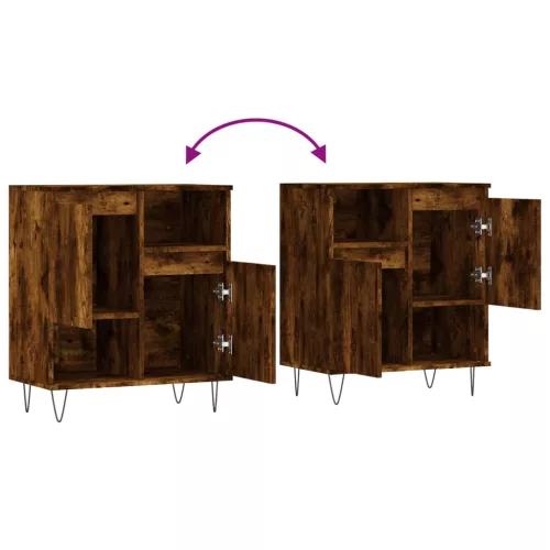 Füstös tölgy színű szerelt fa tálalószekrény 60 x 35 x 70 cm
