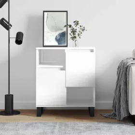   Magasfényű fehér szerelt fa tálalószekrény 60 x 35 x 70 cm