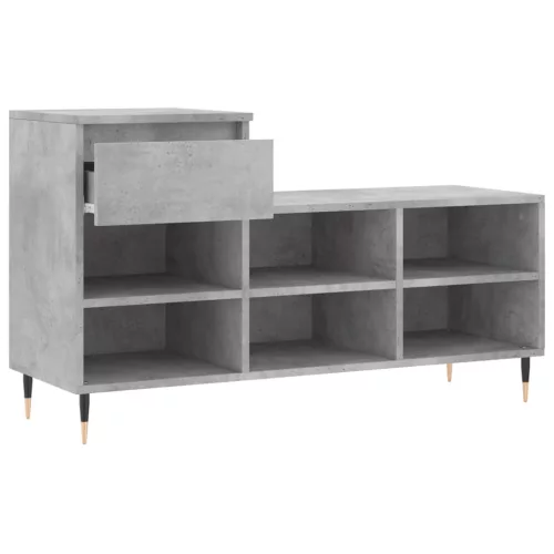 Betonszürke szerelt fa cipőszekrény 102x36x60 cm