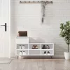 Magasfényű fehér szerelt fa cipősszekrény 102x36x60 cm