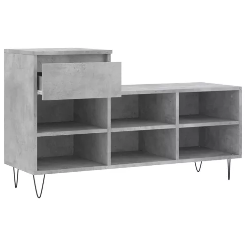 Betonszürke szerelt fa cipőszekrény 102x36x60 cm
