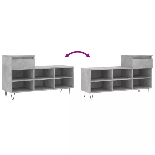 Betonszürke szerelt fa cipőszekrény 102x36x60 cm