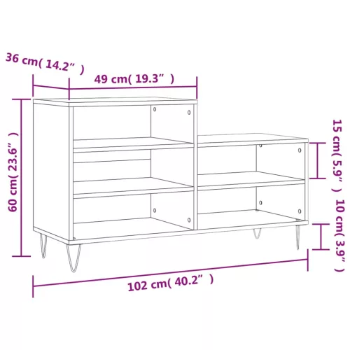Betonszürke szerelt fa cipőszekrény 102x36x60 cm