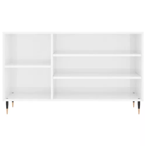 Magasfényű fehér szerelt fa cipősszekrény 102x36x60 cm