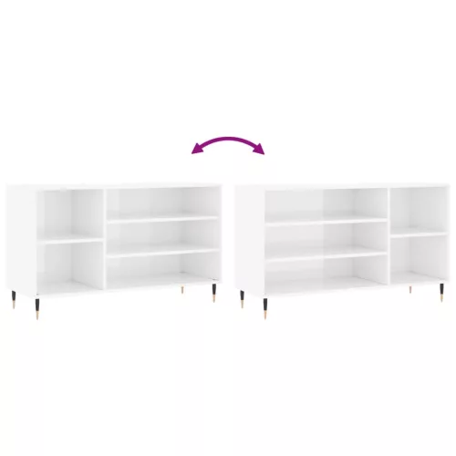 Magasfényű fehér szerelt fa cipősszekrény 102x36x60 cm