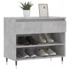 Betonszürke szerelt fa cipőszekrény 70x36x60 cm