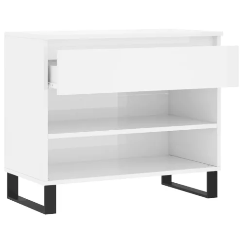 Magasfényű fehér szerelt fa cipőszekrény 70 x 36 x 60 cm
