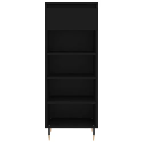Fekete szerelt fa cipősszekrény 40x36x105 cm