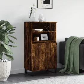   Füstös tölgy színű szerelt fa magasszekrény 60 x 36 x 110 cm