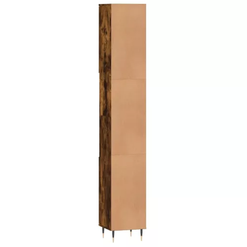 Füstös tölgy színű szerelt fa fürdőszobaszekrény 30x30x190 cm