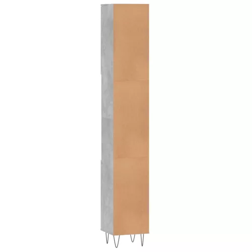 Betonszürke szerelt fa fürdőszobaszekrény 30 x 30 x 190 cm
