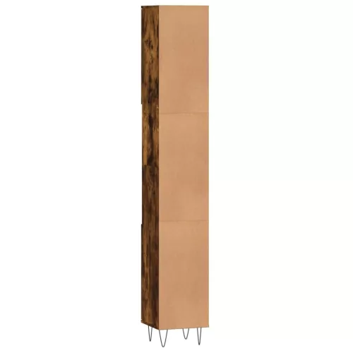 Füstös tölgy színű szerelt fa fürdőszobaszekrény 30x30x190 cm