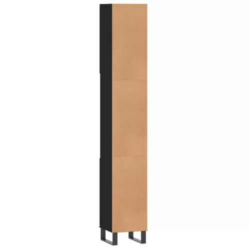 Fekete szerelt fa fürdőszobaszekrény 30 x 30 x 190 cm
