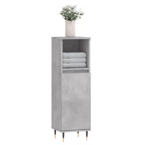Betonszürke szerelt fa fürdőszobaszekrény 30 x 30 x 100 cm