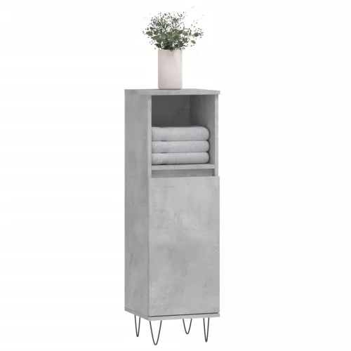 Betonszürke szerelt fa fürdőszobaszekrény 30 x 30 x 100 cm
