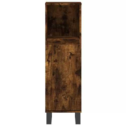 Füstös tölgy színű szerelt fa fürdőszobaszekrény 30x30x100 cm