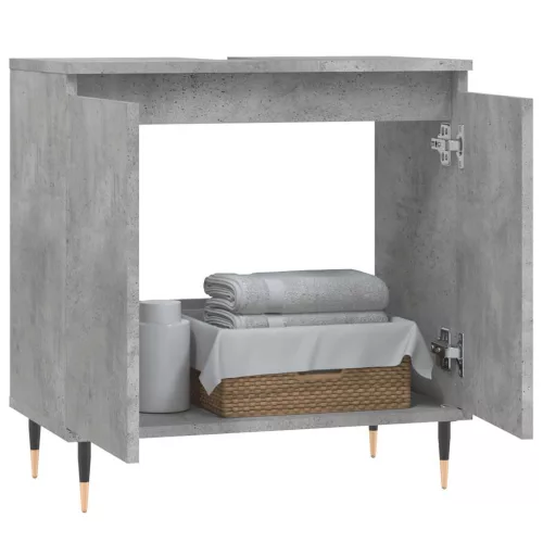 Betonszürke szerelt fa fürdőszobaszekrény 58x33x60 cm