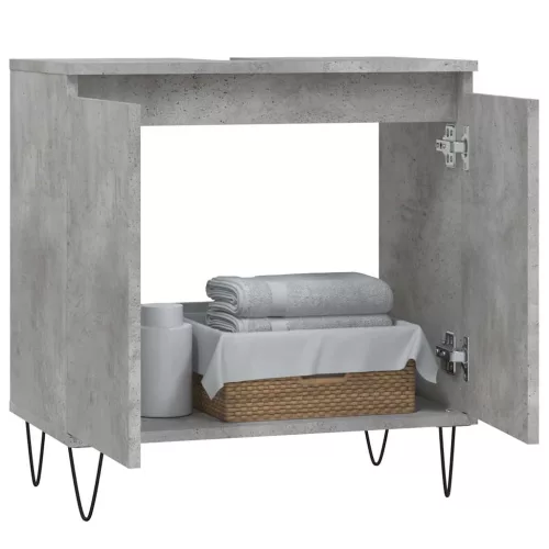 Betonszürke szerelt fa fürdőszobaszekrény 58x33x60 cm