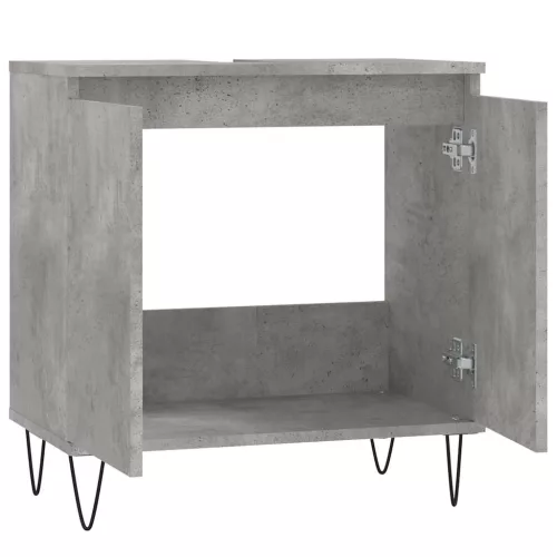 Betonszürke szerelt fa fürdőszobaszekrény 58x33x60 cm