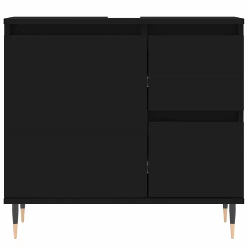 Fekete szerelt fa fürdőszobaszekrény 65 x 33 x 60 cm