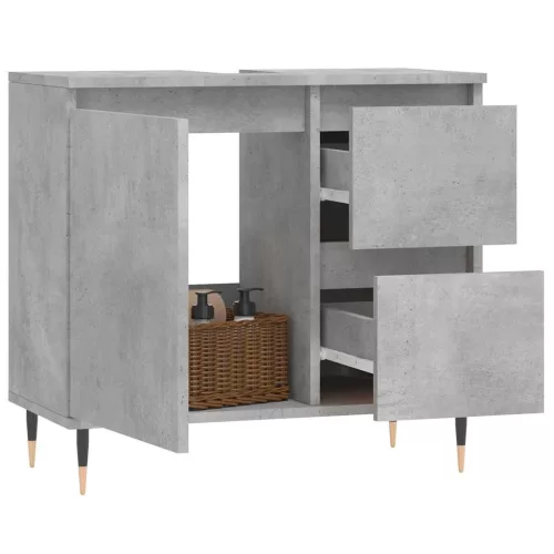 Betonszürke szerelt fa fürdőszobaszekrény 65 x 33 x 60 cm